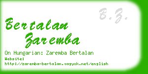 bertalan zaremba business card